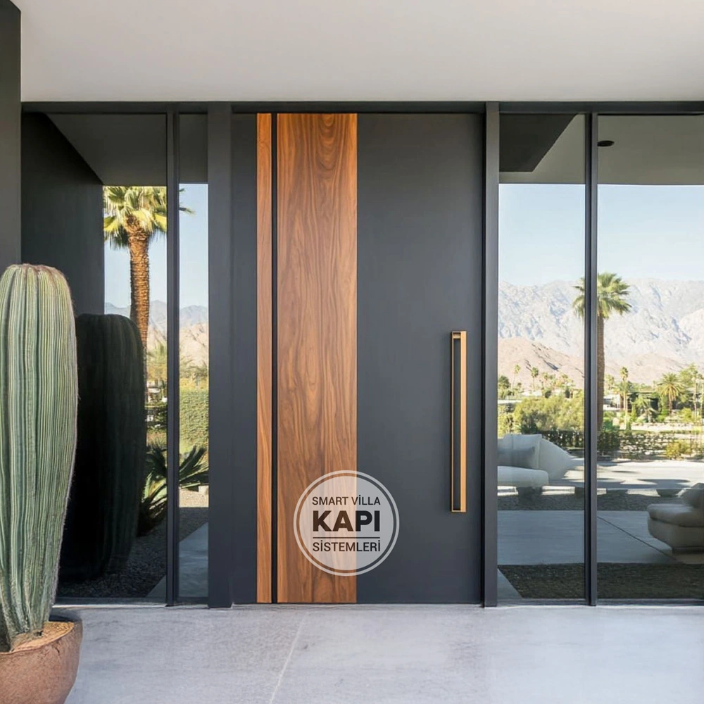 Sabit Cam Panel Ahşap Villa Kapısı – SDR-1