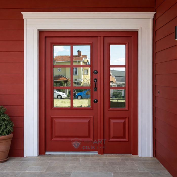 Ruby Kırmızı Camlı Villa Kapısı – B15