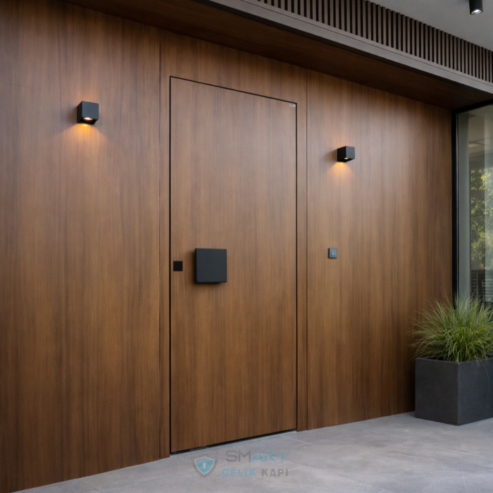 Doğal Ahşap Gizli Tasarım Villa Kapısı – B22